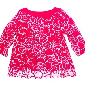 Hot pink floral faux layered women’s blouse